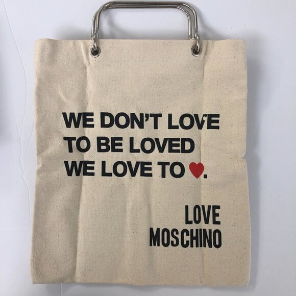 Love Moschino Canvas Shopper Bag Metal Handles with Box. Unisex - Picture 3 of 16